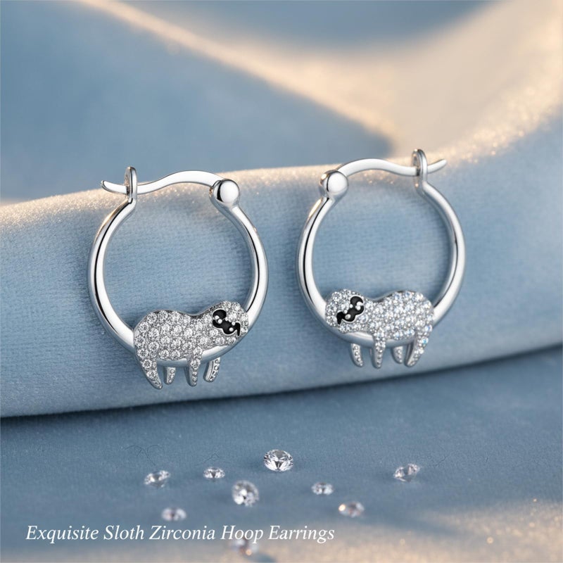 JUSTKIDSTOY Hypoallergenic Sloth Huggie Hoop Earrings 925 Sterling Silver Small Huggie Cartilage Earring Cute Cuff Hoops Ear Stud for Women. (Gold Plated) - Image 5